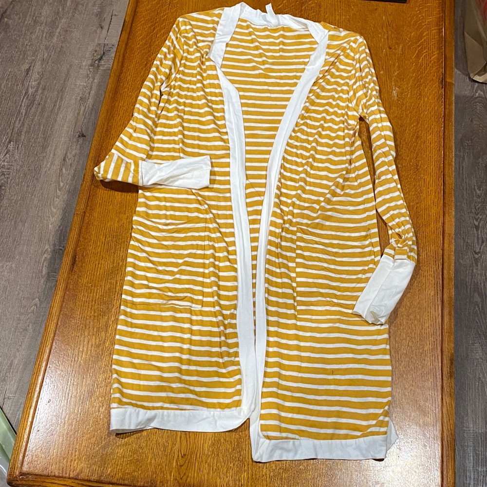 Magic Fit Yellow and White Nautical Cardigan Sweater